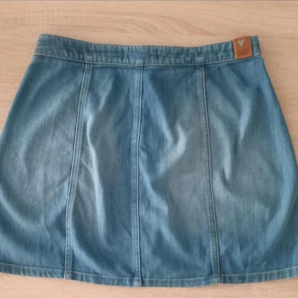 Guess Mini Denim Button-Up Skirt A-Line Y2K Size 29'' Jean Skirt Campus Summer - Picture 5 of 8